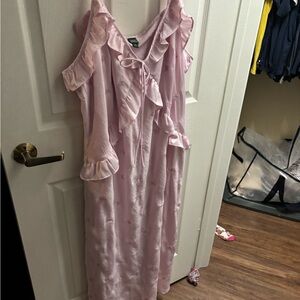 wild fable Light Pink Ruffle-Trim Maxi Dress